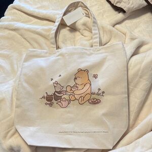 Disney Uniqlo Cream Canvas Bag with Winnie the Pooh and Piglet
